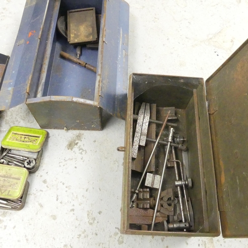 2698 - Two metal tool boxes containing various tools, drill bits and punches.