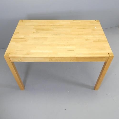 2625 - A modern light oak kitchen / dining table. 118x76x75cm.