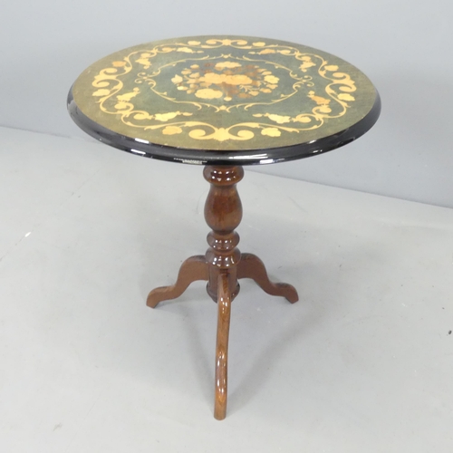 2626 - A modern mahogany Italianate design circular topped side table, raised on turned central column with... 