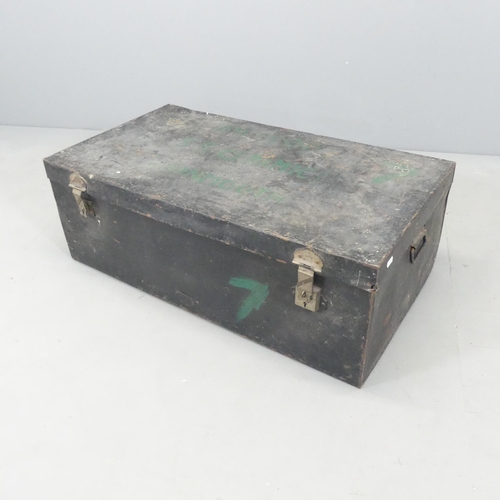 2639 - A vintage painted metal seaman's trunk, named to B. Todd, SS Ceramic. 90x33x50cm.