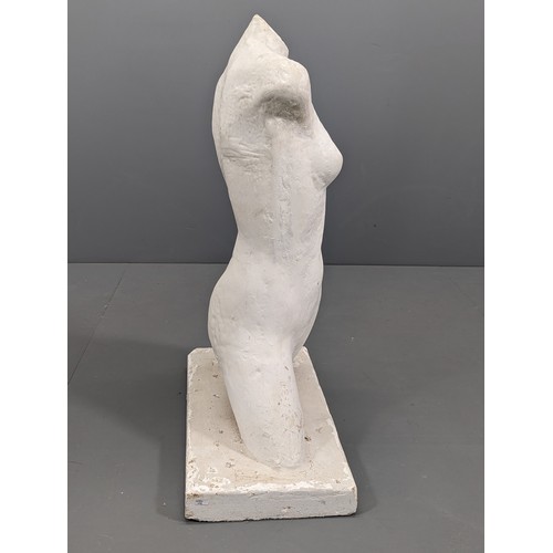 31 - A painted plaster female torso sculpture, on plinth base, H86cm