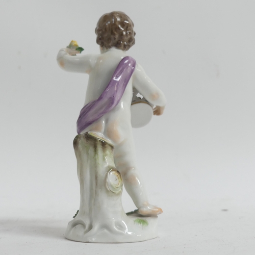 1090 - A group of 2 Meissen figurines, both marked to the underside with crossed blue swords, 1 figure with... 