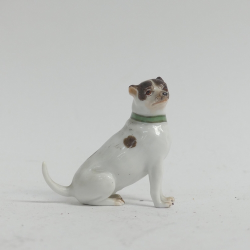 1097 - A group of 3 Meissen porcelain dog figurines, all stamped to the underside with crossed blue swords,... 