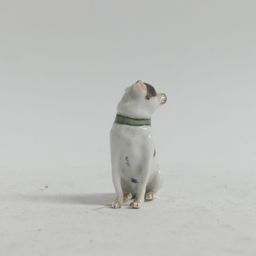 1097 - A group of 3 Meissen porcelain dog figurines, all stamped to the underside with crossed blue swords,... 