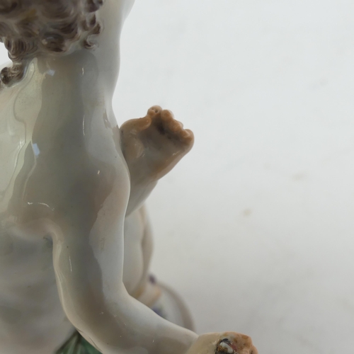 1099 - A Meissen porcelain figurine, male form holding an archer's bow, stamped to the underside with blue ... 