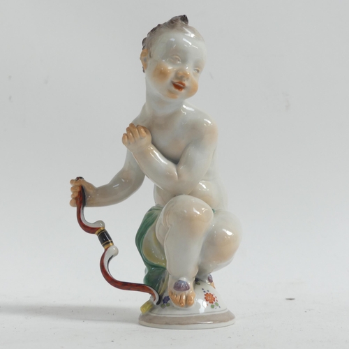 1099 - A Meissen porcelain figurine, male form holding an archer's bow, stamped to the underside with blue ... 