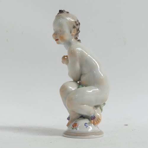 1099 - A Meissen porcelain figurine, male form holding an archer's bow, stamped to the underside with blue ... 