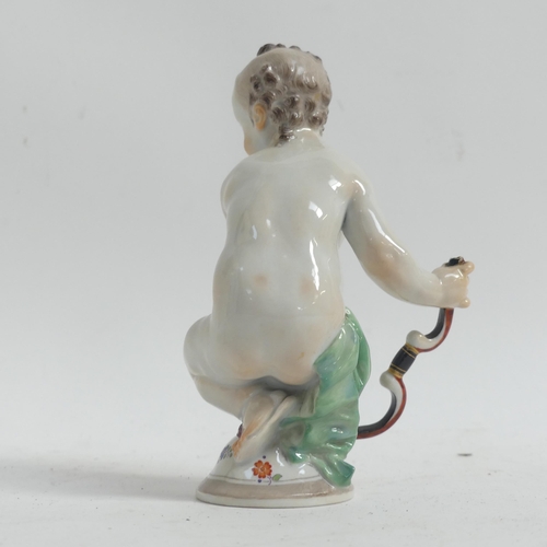 1099 - A Meissen porcelain figurine, male form holding an archer's bow, stamped to the underside with blue ... 