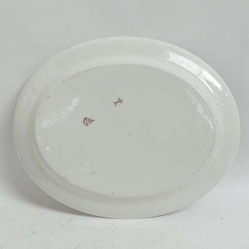 343 - 3 meat plates, including a Victorian Davenport blue and white plate with town scene, 46cm