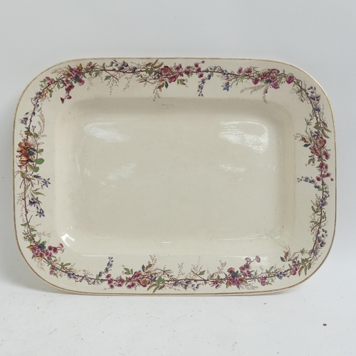 343 - 3 meat plates, including a Victorian Davenport blue and white plate with town scene, 46cm