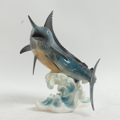 948 - A Beswick ceramic sculpture of a marlin, model 1243, L27cm, and a Goebel, West German ceramic sculpt... 