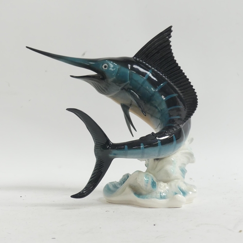 948 - A Beswick ceramic sculpture of a marlin, model 1243, L27cm, and a Goebel, West German ceramic sculpt... 