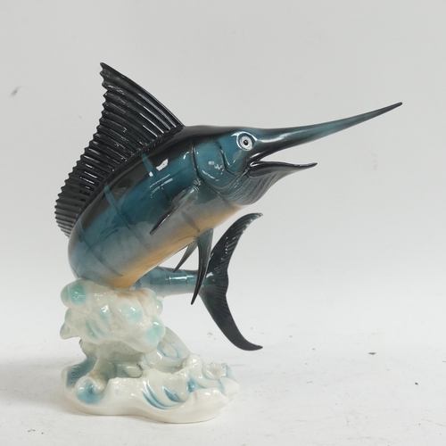 948 - A Beswick ceramic sculpture of a marlin, model 1243, L27cm, and a Goebel, West German ceramic sculpt... 