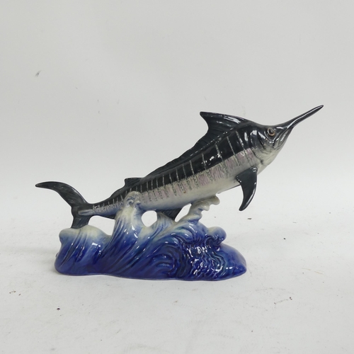 948 - A Beswick ceramic sculpture of a marlin, model 1243, L27cm, and a Goebel, West German ceramic sculpt... 