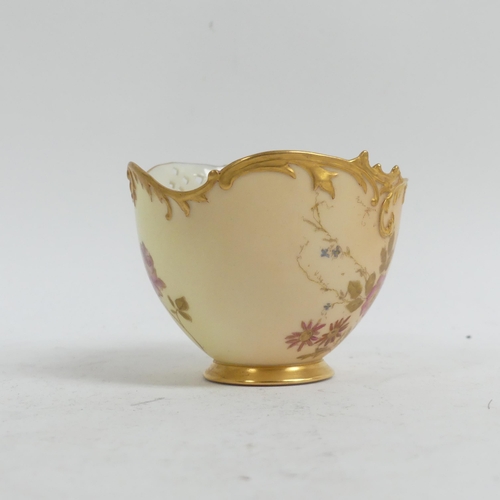 1075 - A Royal Worcester Blush Ivory Empress tea cup and saucer,  decorated with sprays of flowers, with pi... 