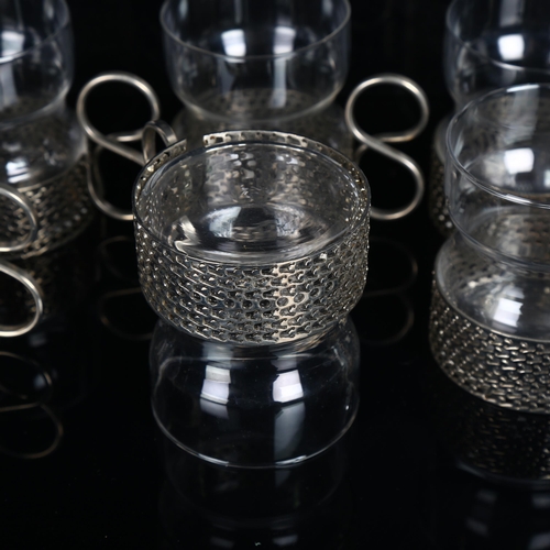 205 - Timo Sarpaneva for Iittala, a set of 6 Tsaikka glasses with nickel plated insert frames, height 8cm