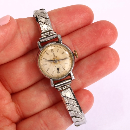 1078 - TUDOR - a lady's stainless steel Royal mechanical bracelet watch, silvered dial with applied baton h... 