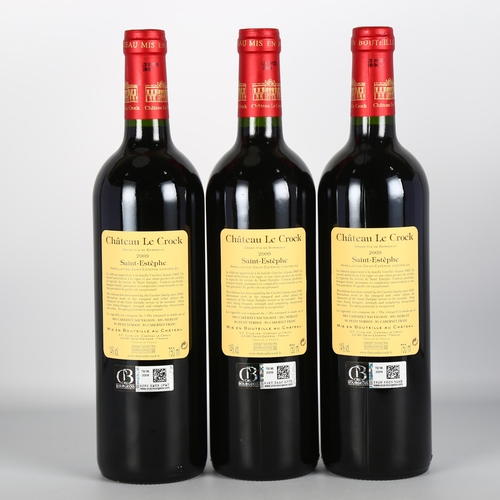 2022 - Chateau Le Crock 2009, St Estephe x 3 bottles.