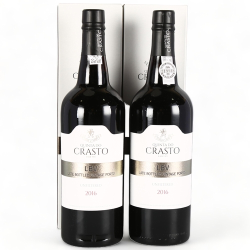 2253 - Late Bottled Vintage Port Unfiltered 2016,  Quinta do Crasto. 2 x boxed bottles.