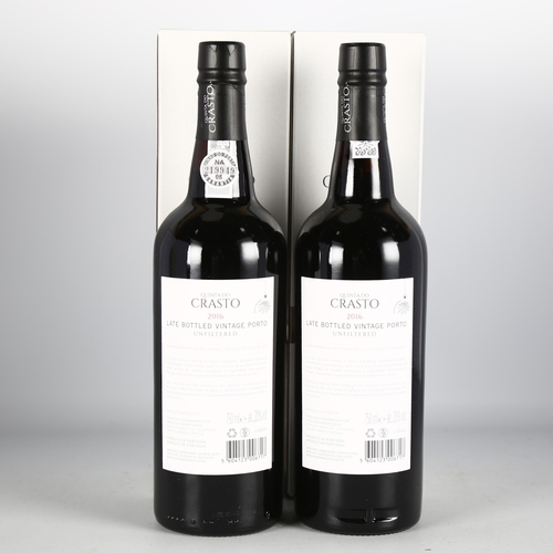 2253 - Late Bottled Vintage Port Unfiltered 2016,  Quinta do Crasto. 2 x boxed bottles.