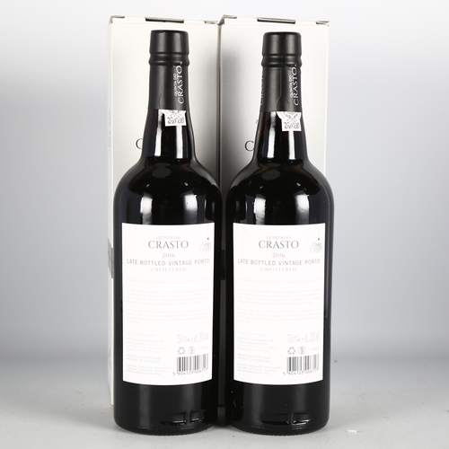 2254 - Late Bottled Vintage Port Unfiltered 2016,  Quinta do Crasto. 2 x boxed bottles.