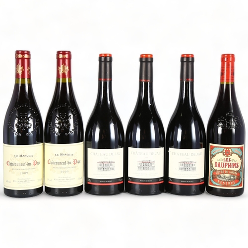 2263 - Chateau De Jau, Cotes du Rouissillon Villages, 2008 x 3 bottles. Le Marquis, Chateauneuf-du-Pape, 20... 