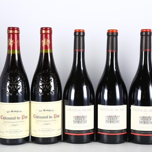 2263 - Chateau De Jau, Cotes du Rouissillon Villages, 2008 x 3 bottles. Le Marquis, Chateauneuf-du-Pape, 20... 