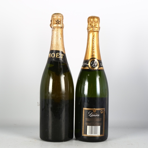 2275 - 2 bts Champagne, 1962 Vintage Moet & Chandon Dry Imperial, NV Lanson Black Label (2)