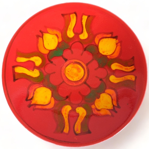 108 - Poole Pottery, a Delphis charger painted by Ros Sommerfelt early 1970s', makers marks to base, diame... 