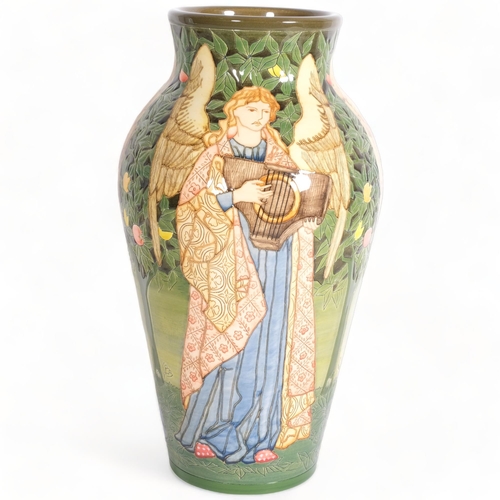 121 - Dennis Chinaworks, limited edition vase, angels on green background, designed by Sally Tuffin after ... 