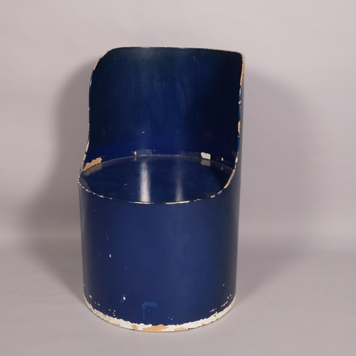 124 - Bernard Holdaway, a 1960s Tomotom Chair, cardboard construction, overpainted in blue, with hand made... 