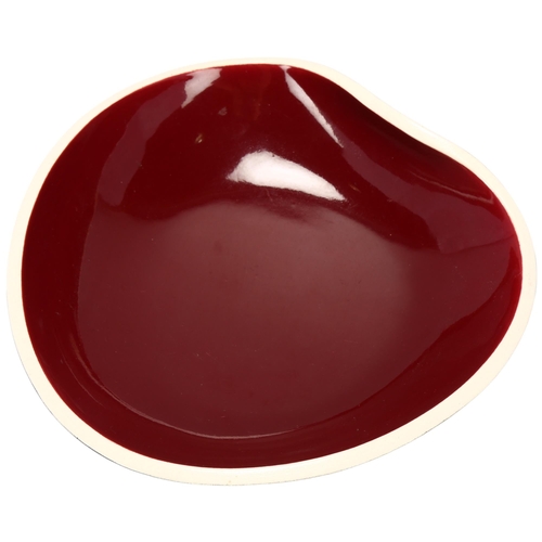 14 - Mitzi Cunliffe for Royal Lancastrian, a 1940s' designed asymmetric red glazed bowl, makers marks to ... 