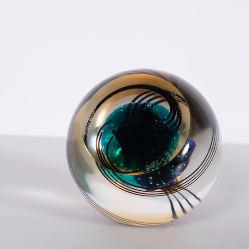 166 - Margot Thompson for Caithness Glass, a Vivaldi design paperweight, signed and numbered 588-750 to ba... 