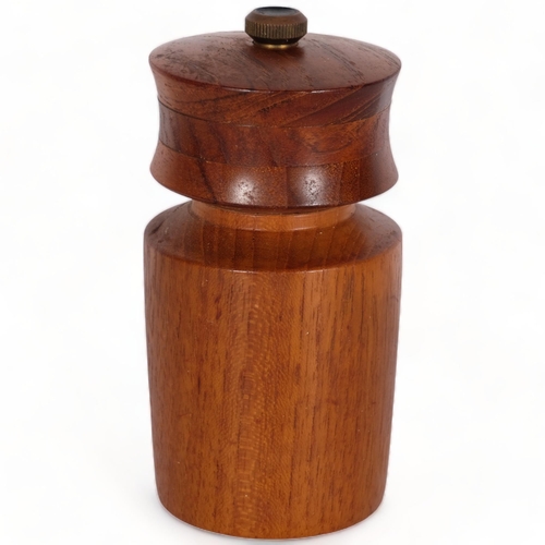 172 - A Danish pepper grinder with an inlaid knob and brass securing nut, height 13cm