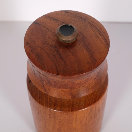 172 - A Danish pepper grinder with an inlaid knob and brass securing nut, height 13cm