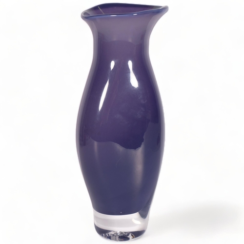 174 - Conran for Heals, a vintage hand made purple glass vase, stamped Heal's to base, height 29cm