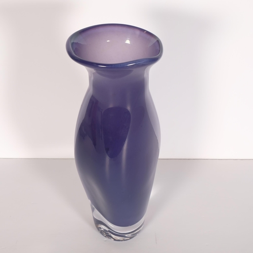 174 - Conran for Heals, a vintage hand made purple glass vase, stamped Heal's to base, height 29cm