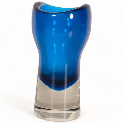 175 - Milan Metelak for Harrachov, a heavy walled Evening Blue glass vase, c.1968, height 18cm