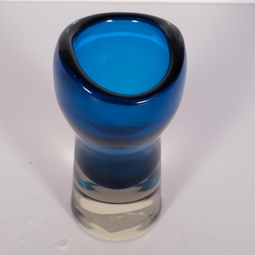 175 - Milan Metelak for Harrachov, a heavy walled Evening Blue glass vase, c.1968, height 18cm