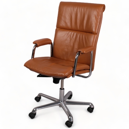 180 - A Boss Design high back leather executive office chair, with makers label, height 111cm