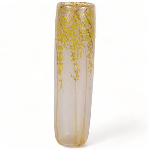 182 - Carin Von Drehle, a blown cylinder vase, Mimosa Pattern, made at Peter Layton Glassworks, height 27c... 