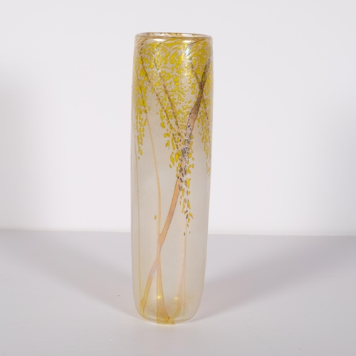 182 - Carin Von Drehle, a blown cylinder vase, Mimosa Pattern, made at Peter Layton Glassworks, height 27c... 