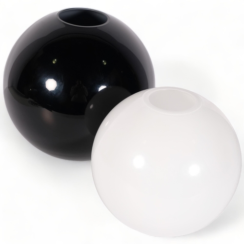 188 - 2 large Rosenthal glass globe vases, in black and white, both with makers marks, tallest 24cm