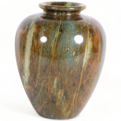 191 - A turned and lacquered moss agate vase, height 26cm