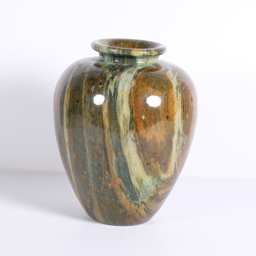 191 - A turned and lacquered moss agate vase, height 26cm