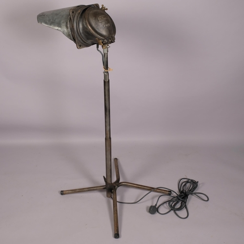 210 - A Vintage SNCF French Railway lamp, converted to industrial floor lamp, height 118cm