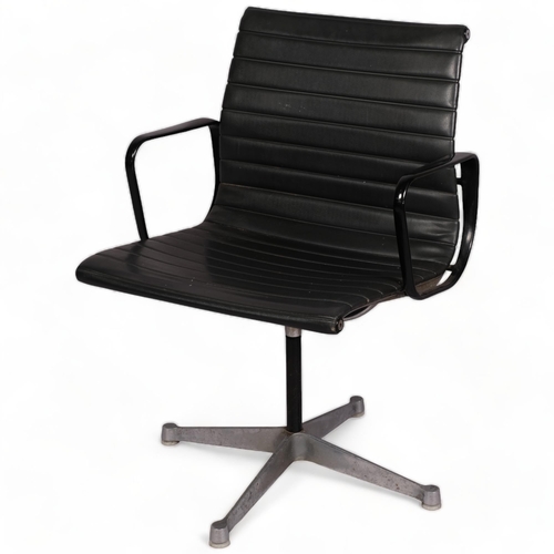 217 - Ray & Charles Eames, a Herman Miller EA108 office chair, black coated arms, makers stamp to base, de... 