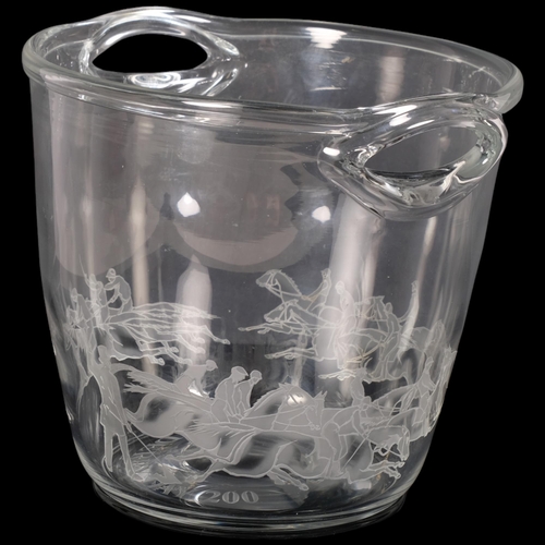 219 - Orrefors Glass, an etched glass champagne ice bucket celebrating the 200th Derby horse race, height ... 