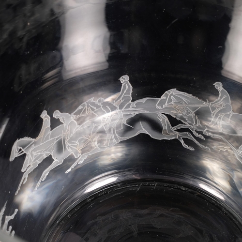 219 - Orrefors Glass, an etched glass champagne ice bucket celebrating the 200th Derby horse race, height ... 