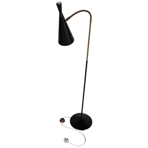 221 - G A Scott for MacLamp a late 1950s' floor lamp, with adjustable neck and black shade, height 155cm